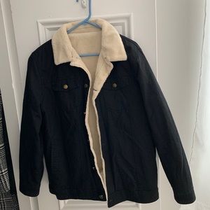 Men’s Black Sherpa Lined Jacket